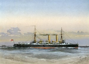 HMSブレナム、イギリス海軍1等巡洋艦、1892年 作： William Frederick Mitchell