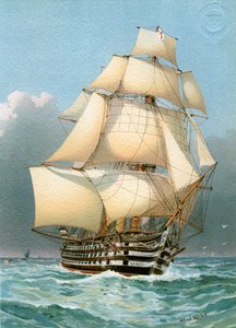 HMSビクトリア、イギリス海軍121砲艦、c1859 c1890-c1893。 作： William Frederick Mitchell