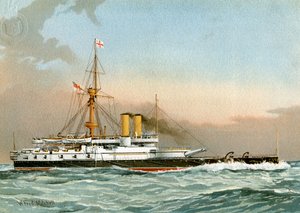 HMSビクトリア、イギリス海軍一等戦艦、c1890-c1893。 作： William Frederick Mitchell
