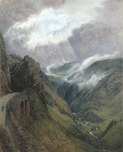 ジュラ地方のモレスとレ・ルースの間のラスキンの旧道にて 作： William Gersham Collingwood