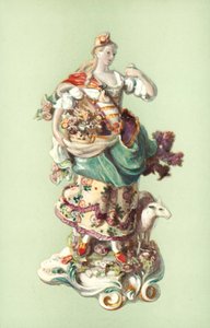 羊飼いの女の像、チェルシー（カラーリトグラフ 作： William Gibb