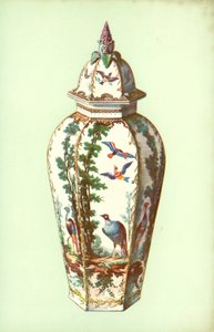 ブリストル、エキゾチックな鳥をあしらった花瓶（カラーリトグラフ 作： William Gibb