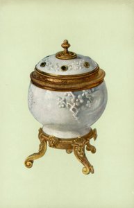 富貴園磁器花瓶、ルイ14世・銀金台（カラーリトグラフ 作： William Gibb
