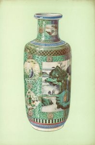 中国・康煕帝時代のファミーユ・ヴェルテ花瓶（カラーリトグラフ 作： William Gibb