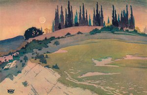 三日月の通過、ウンブリア、c1913、1928 作： William Giles