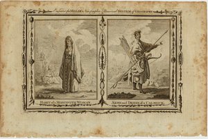 モスコーバイトの女性の習慣とカルミクの腕とドレス、1730年頃