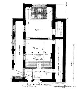 ギルドホール礼拝堂の計画、キングストリート、チープサイド、ロンドン、1819 1886。 作： William Griggs