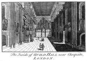 1886年18世紀、ロンドンのチープサイド近くのギルドホールの内部。