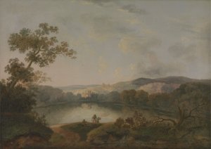 Uma vista de um lago com pescadores 作： William Groombridge