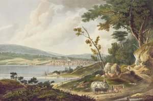 J.ヒルによって刻まれたハドソン川ポートフォリオの14番ニューバーグ、1821年から25年 作： William Guy Wall