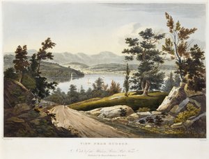 ハドソン付近の眺め、1822年（紙にアクアチント、手彩色） 作： William Guy after Wall