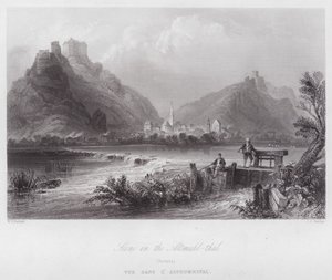 バイエルン州、アルトミュールタールの風景（エングレービング 作： William H. Bartlett
