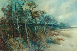 砂浜の風景の木々、ヘイシャム、1915 作： William H. Parkinson