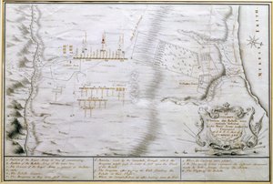 1746年4月16日、カロデンの戦いの計画（紙にペンとインク） 作： William Hall