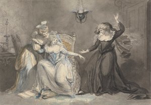 室内に3人の女性がいるドラマチックなシーン 作： William Hamilton