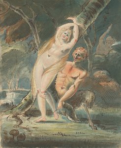 レッチェルなサテュロスを連れたアミモーヌ 1770-80年 作： William Hamilton