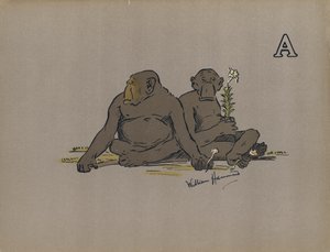 文字 A、異常に無関心な態度を採用する審美的な類人猿 (色リソ) 作： William Hammond