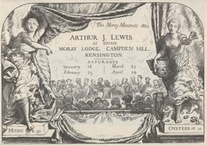 アーサー・ジェームズ・ルイスのモーレイ・ミンストレルの招待状、1865年。 作： William Harcourt Hooper