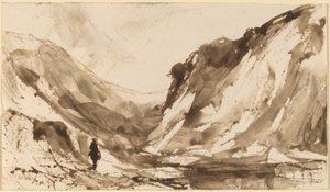 山岳風景の深い谷 作： William Hart