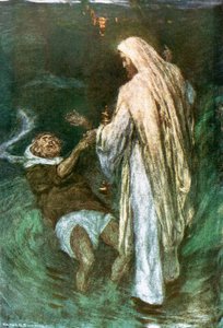 海の上を歩くキリスト 作： William Hatherell
