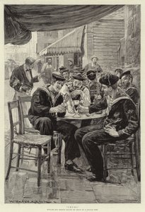 フランスの港で休暇中のチャム、英語、フランスの船員 作： William Hatherell