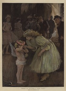 苦しみのキューピッド、良い妖精（chromolitho） 作： William Hatherell