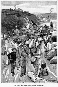 ゴールドフィールドへ向かう途中、オーストラリア、1887年。