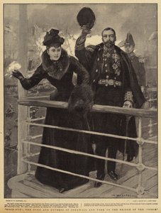コーンウォールとヨークの公爵と公爵夫人、オフィールの橋でさようなら 作： William Hatherell