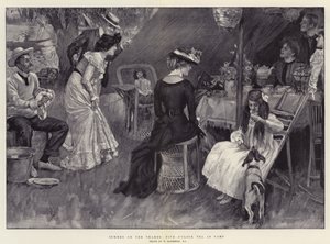 テムズ川の夏、キャンプでの五時茶 作： William Hatherell
