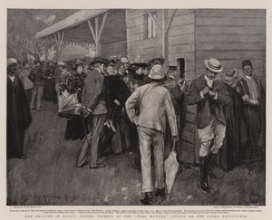 エジプトの英語、カイロ競馬場のパリムトゥエルオフィスでチケットを購入 作： William Hatherell