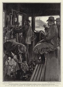 スコットランドの王と女王、陛下、エンジンに乗ったサザーランド公 作： William Hatherell