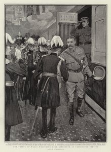 パディントン駅でキッチナー卿を迎えるウェールズの王子 作： William Hatherell