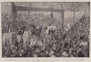 女王のサウスケンジントン訪問、女王陛下、ビクトリアアンドアルバート博物館の礎石 作： William Hatherell