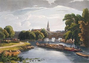 アビングドン橋と教会、ロバートハヴェルヤンガー（1793-1878）によって刻まれた1818年（アクアチント）の出版 作： William Havell