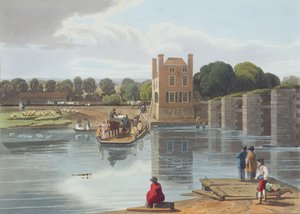 ロバートハヴェルザヤンガー（1793-1878）によって刻まれた1818年（アクアチント）に刻まれた、ウィンザー近くのダチェットフェリー 作： William Havell