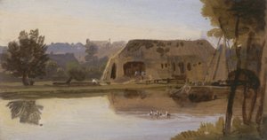 ケネットで、リーディング、1807年（カードに油彩） 作： William Havell