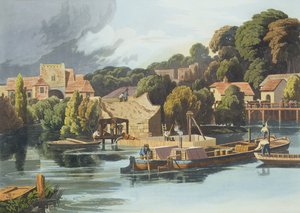 1810年の橋の修理中のウォリングフォード城、ロバートハヴェルザヤンガー（1793-1878）によって彫刻 作： William Havell