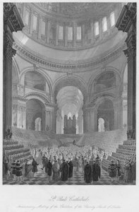 セントポール大聖堂。ロンドンのチャリティースクールの子供たちの記念会議、c1841 作： William Haydon Fuge