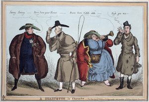 「キャラクターのカルテット」：ジョージ4世、ウェリントン、レディコニーナム、ロバートピール、1829年5月 作： William Heath