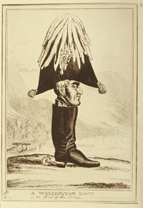 ウェリントンブーツ、または軍の頭、1827年 作： William Heath