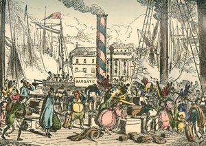 ロンドンブリッジスワーフでのマーゲートスチームパケットの搭乗、1838 作： William Heath