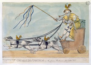 黄金の魚のコミックパントマイムのグリマルディのタンデム、パブ。 1812 作： William Heath