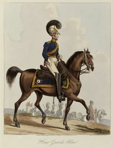 ホースガードブルー、1820年の王室連隊のユニフォーム調査（着色されたアクアチント） 作： William Heath