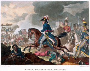 1812年7月22日、1812年7月22日のサラマンカの戦いでのウェリントン公爵（1769-1852）（アクアチント色） 作： William Heath