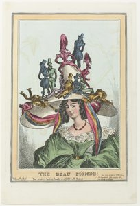 男性像が座る大きな帽子をかぶった女性 Beau Monde (オブジェクトのタイトル)