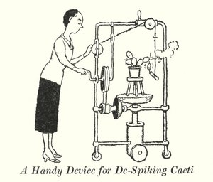 サボテンの脱スパイクのための便利な装置（リトグラフ 作： William Heath Robinson