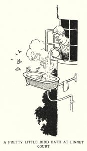 リネットコートの可愛いバードバス(リトグラフ) 作： William Heath Robinson