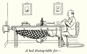ベッド用ダイニングテーブル（リトグラフ 作： William Heath Robinson