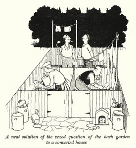 改装した家の裏庭という厄介な問題をすっきり解決（リトグラフ 作： William Heath Robinson
