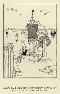 入浴後の髪を乾かすためにマーゲートサンズに設置された新しい機械 作： William Heath Robinson
